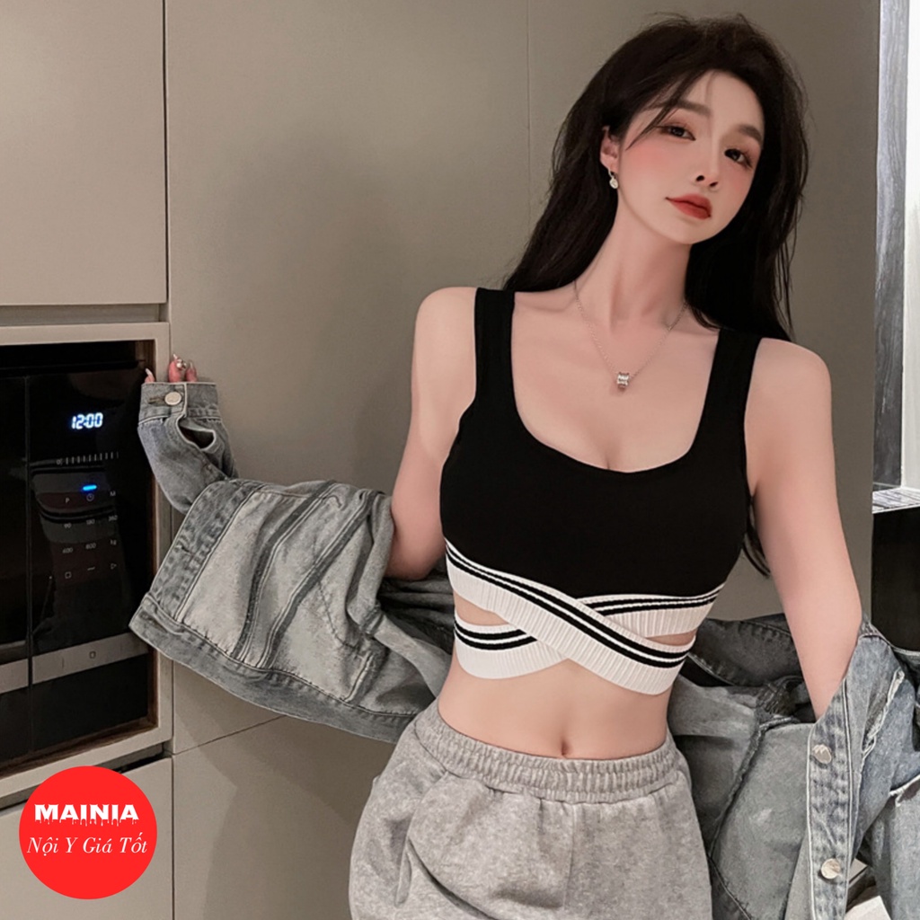 [Siêu Đẹp] Áo Bra Cotton Dây Chéo Eo Siêu Sexy Gợi Cảm Áo Bra Thể Thao Tập Gym Yoga Cao Cấp Mainia Shop
