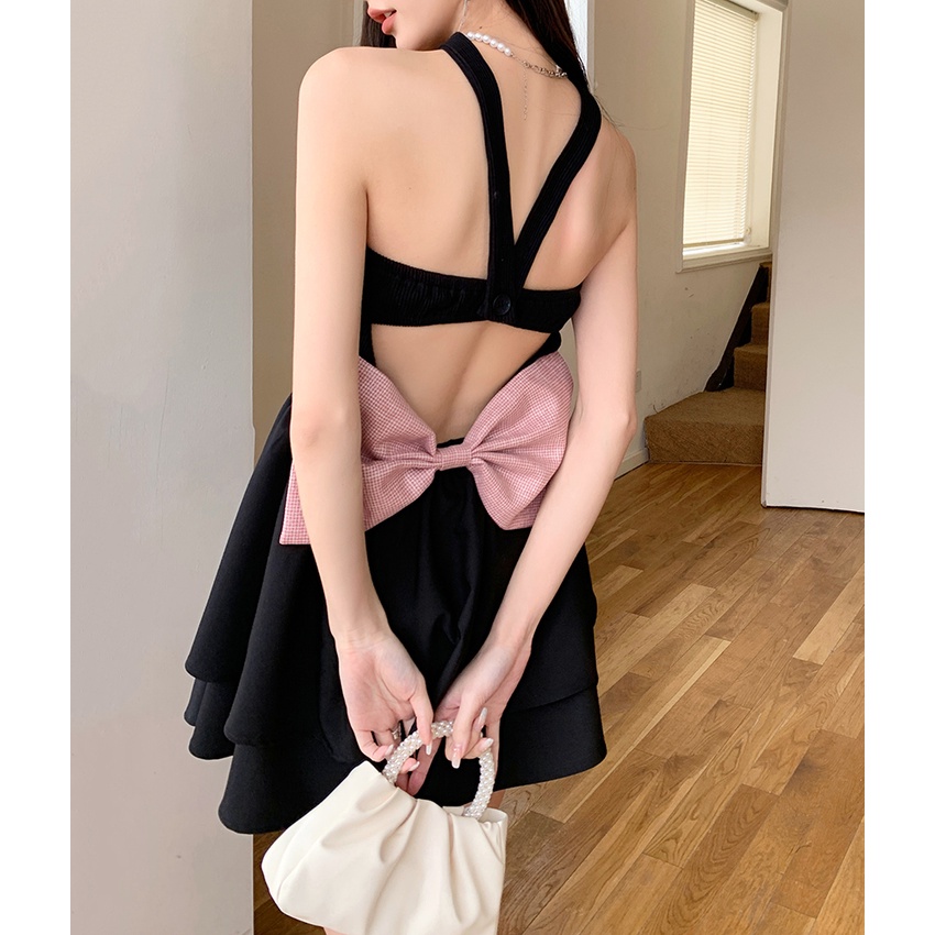 Đầm Trễ Vai Xếp Ly Thắt Nơ Bướm Thời Trang Cho Nữ