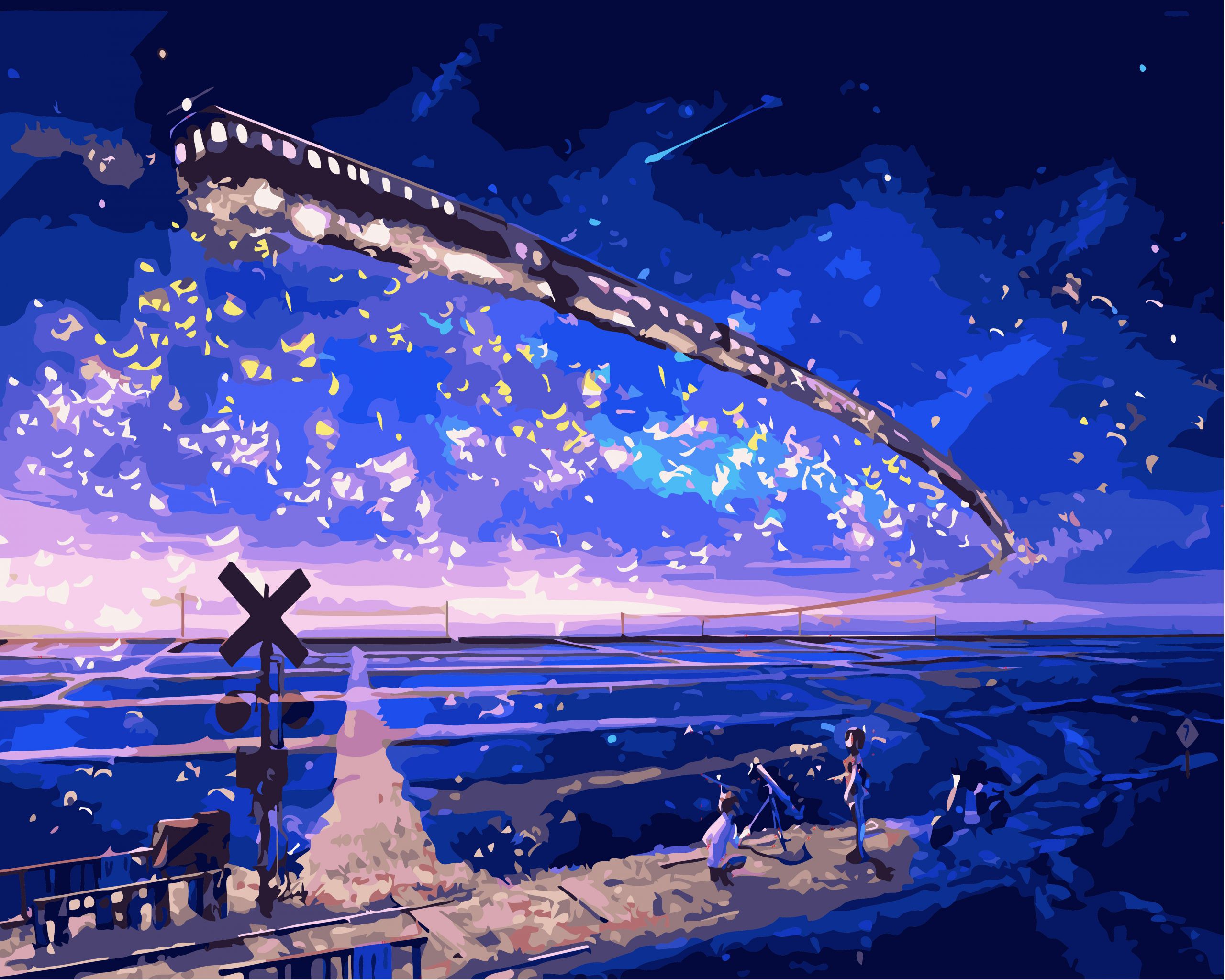 [CÓ SẴN] Tranh Tô Màu Theo Số Licopen - Tranh đoàn tàu trời đêm - MS72 | BigBuy360 - bigbuy360.vn