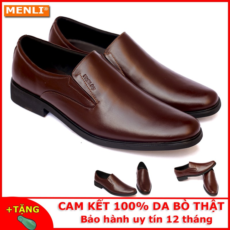 Giày tây da thật dáng công sở MENLI GLSP67 sang trọng, lịch lãm (Size LỚN + Tặng đón giày siêu bền)