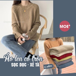 Áo Len Cổ Tròn Sọc Dọc Vạt Chéo