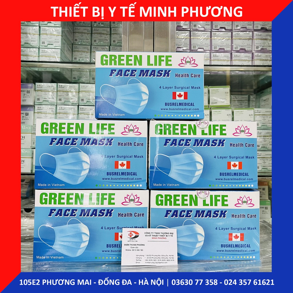 [CHÍNH HÃNG] Khẩu trang y tế 4 lớp kháng khuẩn GREENLIFE