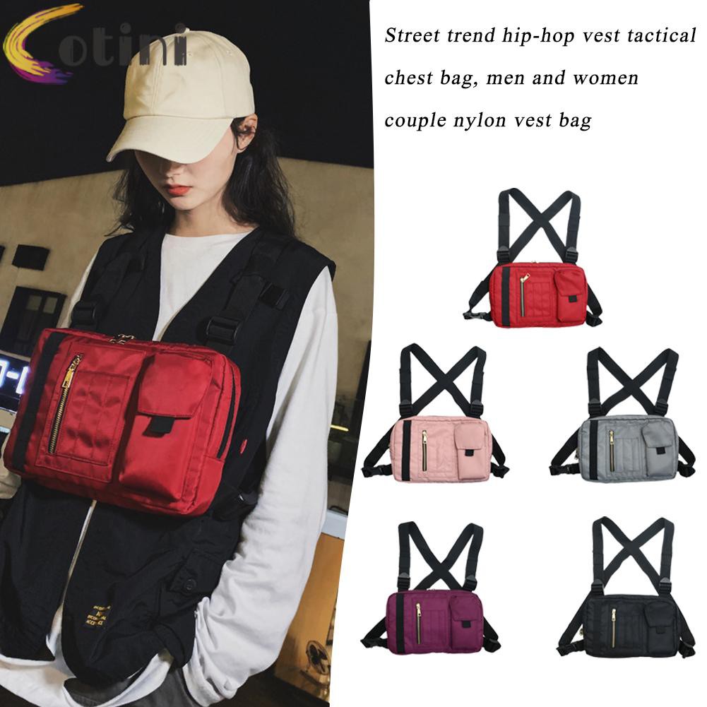 (Hàng Mới Về) Túi Đeo Ngực Bằng Nylon Phong Cách Hip Hop Đường Phố Cá Tính