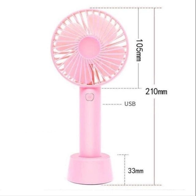Quạt Mini cầm Tay Tích Điện 3 Chế Độ Gió [Full Box, Pin, Dây Sạc, Đế Chống Trượt ]