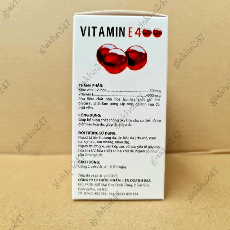 COMBO 3 HỘP Vitamin E 400 đẹp da, sáng da, hạn chế lão hoá da