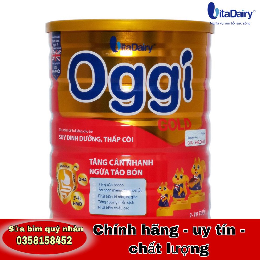 Sữa OGGI 900g của vitadairy dành cho trẻ suy dinh dưỡng thấp còi (1-10 tuổi)