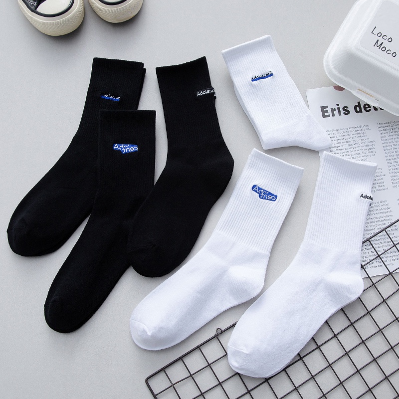 Vớ WAFNHA D588 phong cách thể thao trắng đen thời trang unisex