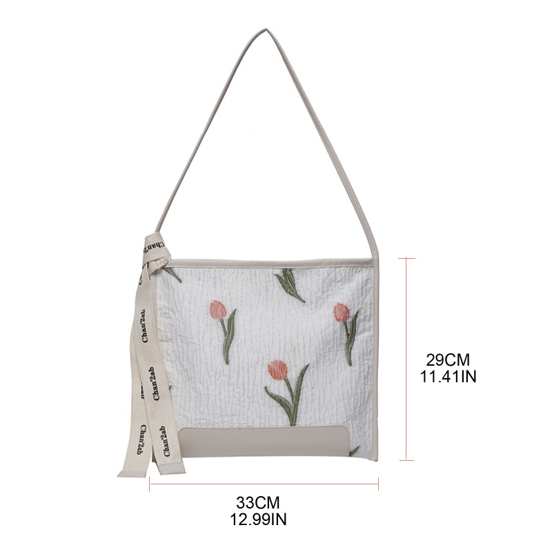 Túi Tote Đeo Vai Họa Tiết Hoa Tulip Cherry Tinh Tế Thời Trang Cho Nữ
