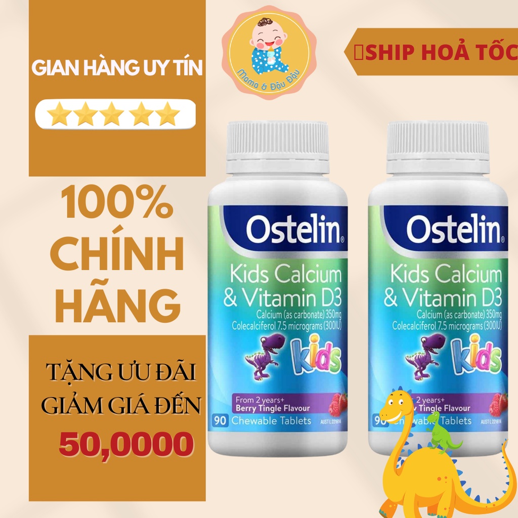 CANXI & VITAMIN D3 CỨNG CÁP XƯƠNG CHO TRẺ 90 VIÊN VỊ DÂU - HÀNG BAY DATE XA ĐỦ BILL