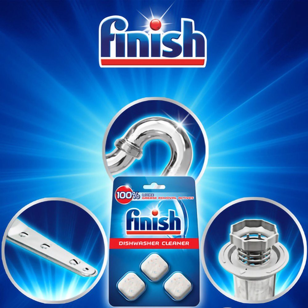 Vỉ 3 Viên vệ sinh máy rửa bát Finish tiện lợi hàng chính hãng EU