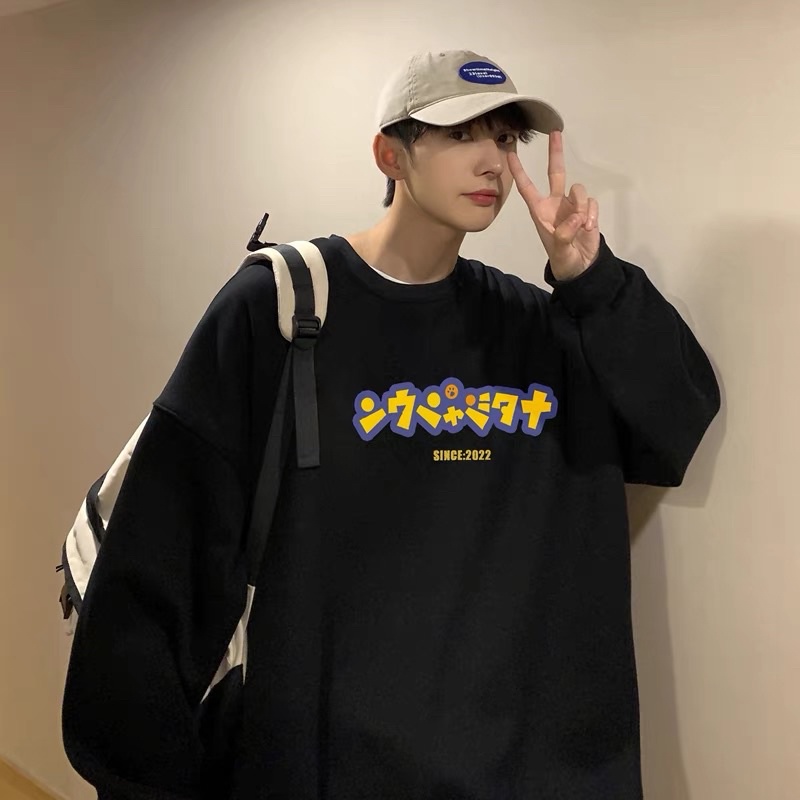 Áo Sweater Nỉ Bông Chữ Vàng Tay Dài Unisex