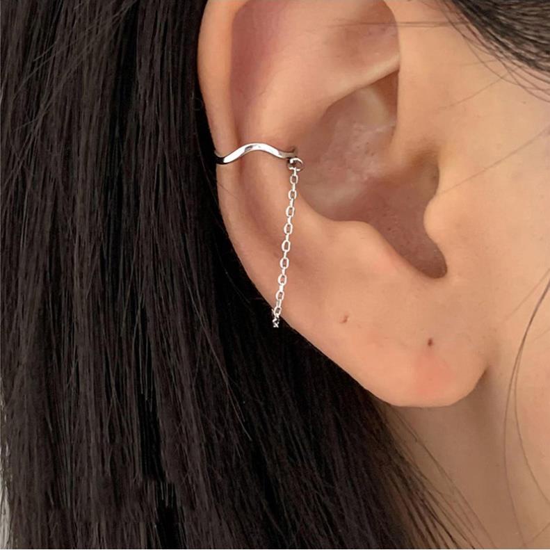 (0101) Khuyên Kẹp Vành Tai Không Cần Bấm Lỗ Tròn Đính Dây