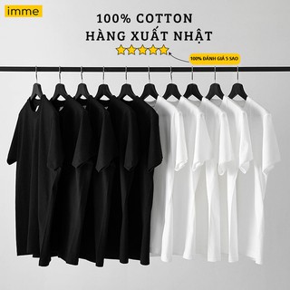 Áo Thun Tay Lỡ IMME Dáng Unisex Form Rộng Cho Nam Nữ Tay Ngắn Màu Đen Trắng – Hàng Xuất Nhật 100% Cotton 190g/m2