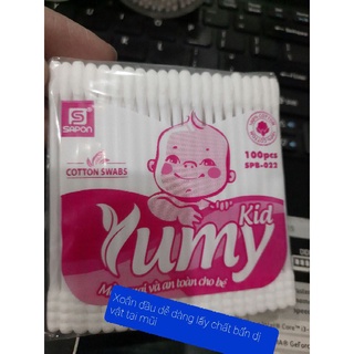 (Một đầu xoắn) Lốc 12 gói tăm bông trẻ em YUMY(Túi 100 que)