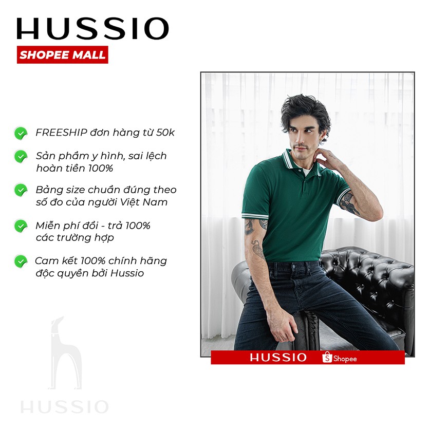 Áo polo nam classic HUSSIO cổ bẻ sang trọng | BigBuy360 - bigbuy360.vn