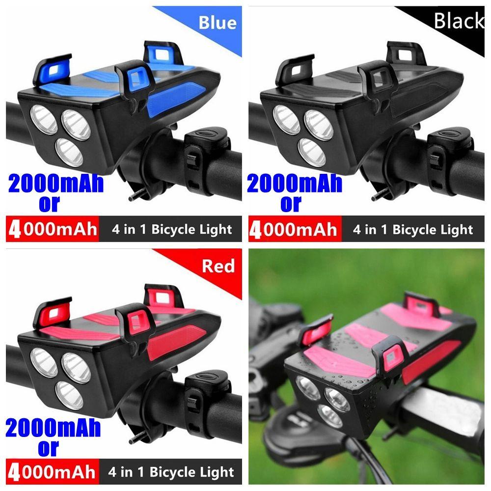 Giá Đỡ Điện Thoại Tích Hợp Đèn Pha 4 Trong 1 Đa Năng Chống Thấm Nước Dành Cho Xe Đạp