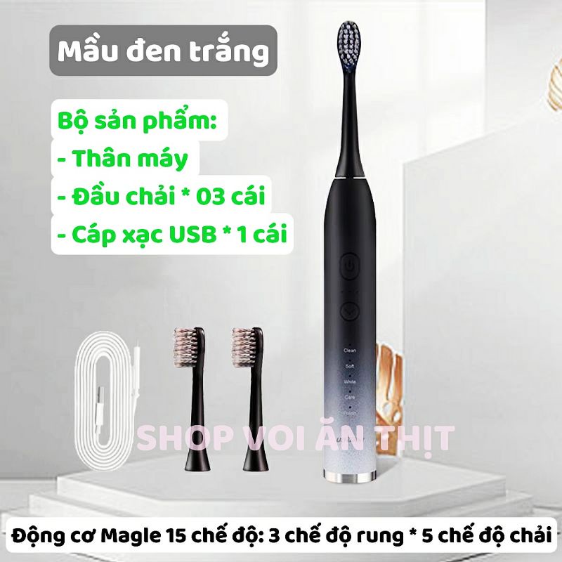 Bàn chải điện COBQB cao cấp sử dụng động cơ MAGLE 5 chế độ chải và 3 chế độ rung, lông bàn chải mềm mại, chống nước IPX7