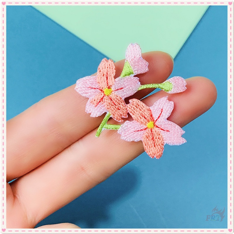 ✿ Sticker Ủi Thêu Hình Hoa Anh Đào Xinh Xắn ✿ 1 Huy Hiệu Cài Áo Hình Hoa Hồng Ngọt Ngào