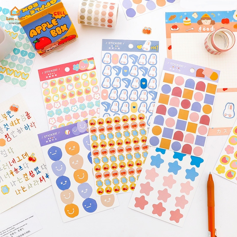 Combo 03 miếng sticker dán sổ hình icon emoji/ hoa sakura - VP096