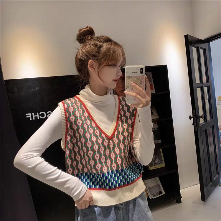 Áo len không tay cổ chữ v dáng rộng thiết kế mới thời trang dành cho nữ