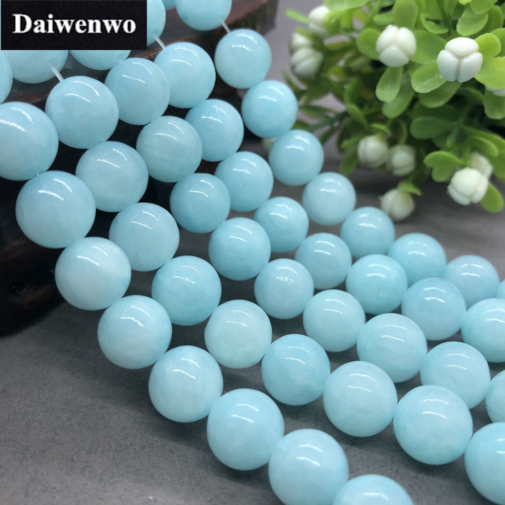 Chuỗi hạt đá jade màu xanh dương vàng 4-12mm diy