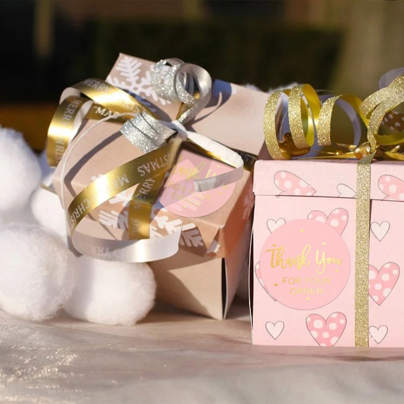 Bộ 500 Miếng Dán Tròn Màu Hồng In Chữ Thank You Dễ Thương Trang Trí Sổ Tay