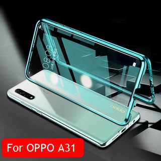 Ốp điện thoại kính cường lực cứng hai mặt viền kim loại nam châm cho OPPO A31