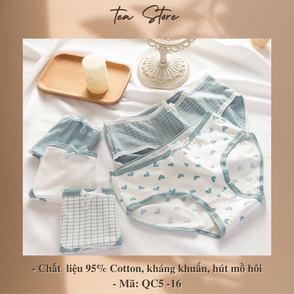 Set quần lót cotton Tea Store họa tiết dễ thương