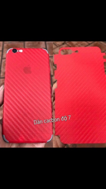 Combo: 10 dán Cacbon đỏ ip6/6+/7/7+