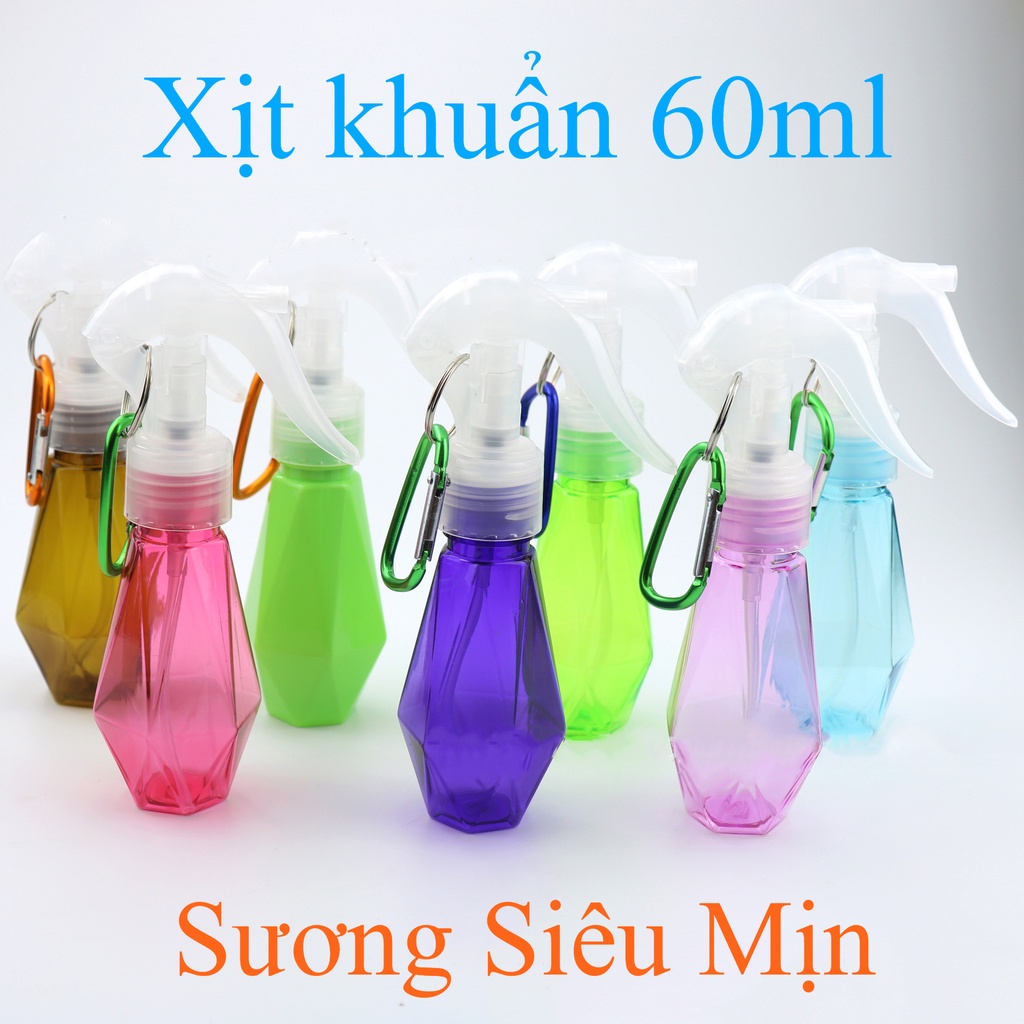 Chai Xịt Cồn Khử Khuẩn 60ml Kim Cương - Có Móc Khoá - Bình Xịt Phun Sương - xịt cồn - Chai xịt khuẩn - treo Chìa Khóa