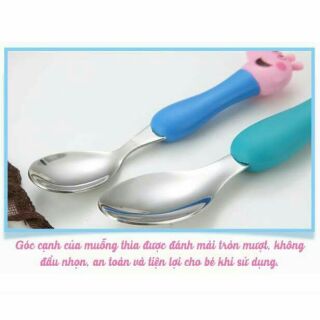 Bộ thìa dĩa inox heo peppa cho bé
