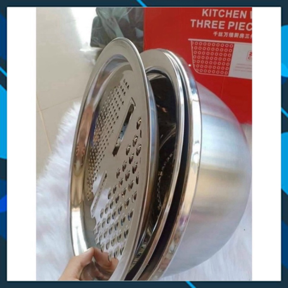 Bộ nạo rau củ 3 món bào Nhật Bản - Rổ nạo rau củ kiêm rổ và chậu inox cao cấp đa năng,tiện lợi dùng 