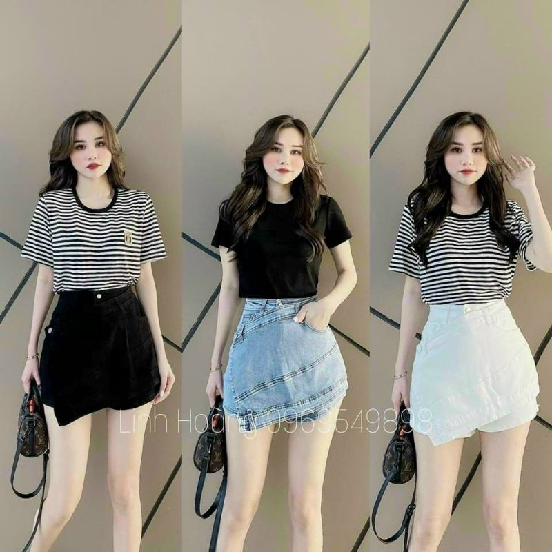 Quần giả váy bò vạt chéo tà Quảng Châu