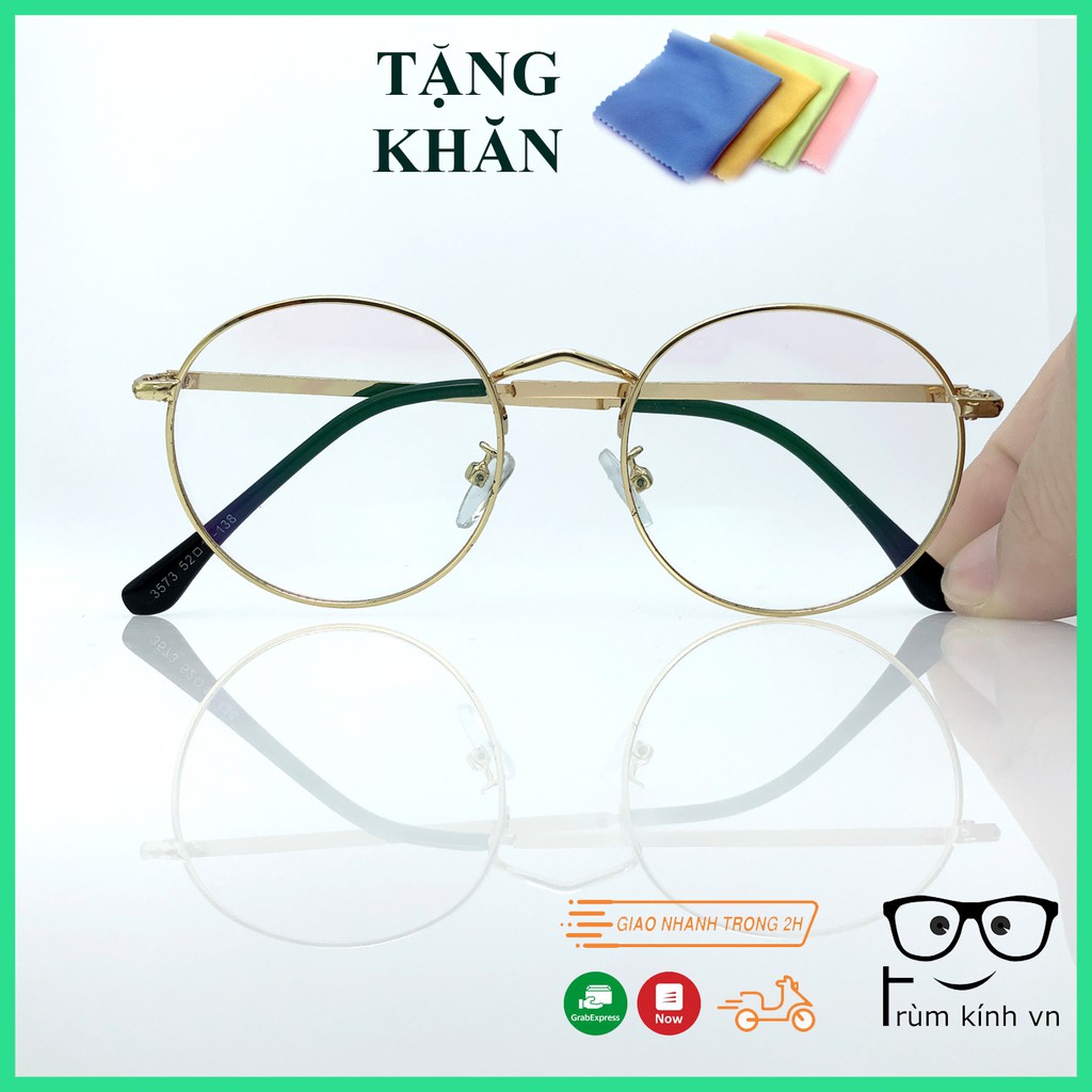 Gọng kính kim loại mắt tròn nam nữ màu sắc thời trang càng kính nhẹ nhàng [GỌNG VÀNG]