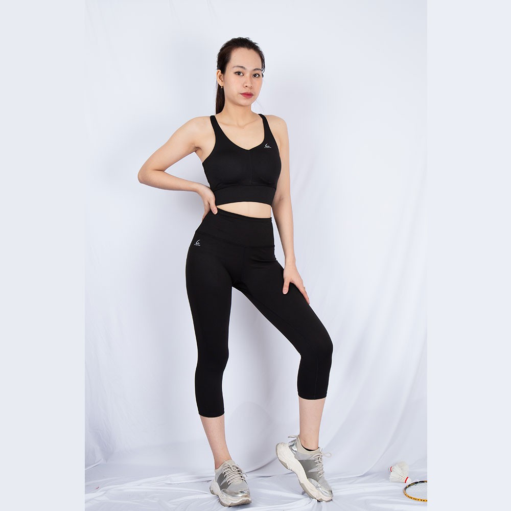 Bộ đồ thể thao tập Yoga, gym, aerobic Quần GenV3 Lửng - Bra Cổ Tim có đệm ngực