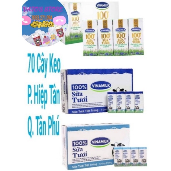 Thùng 48 hộp sữa tươi tiệt trùng Vinamilk VNM 100% 180ml có đường / không đường / Ít đường - 12 lốc×4 hộp 180ml VNM 100%