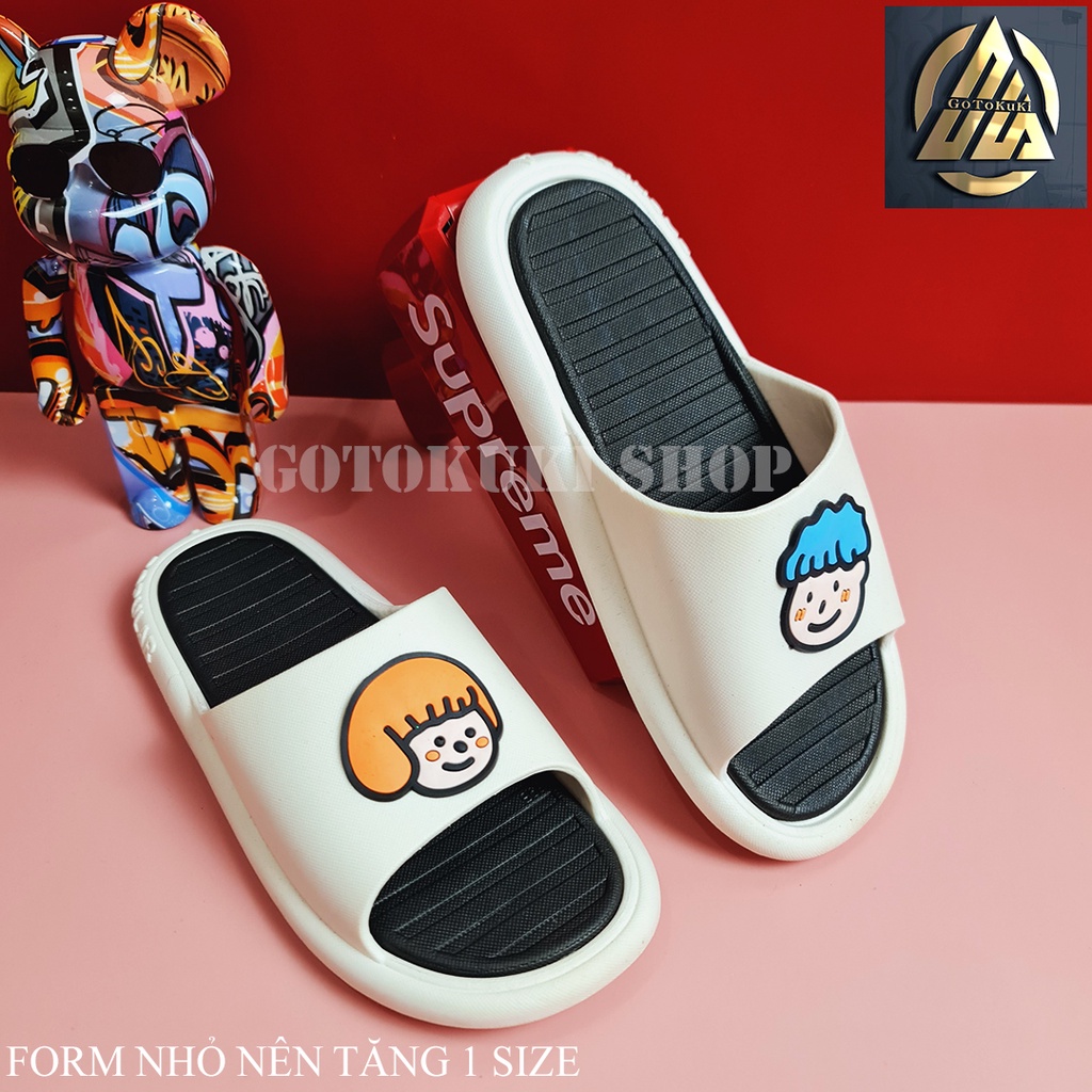 Dép nữ quai ngang đúc nguyên khối cực êm sticker Thỏ dễ thương D7740