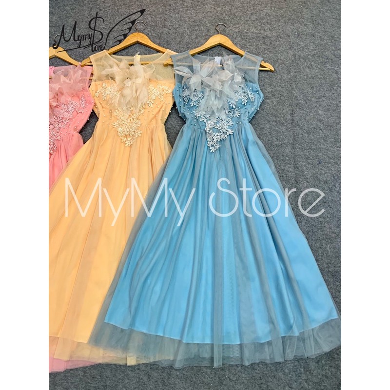 Đầm dự tiệc công chúa phối hoa nổi TRIPBLE T DRESS -size M/L (kèm ảnh/video thật) MS137Y