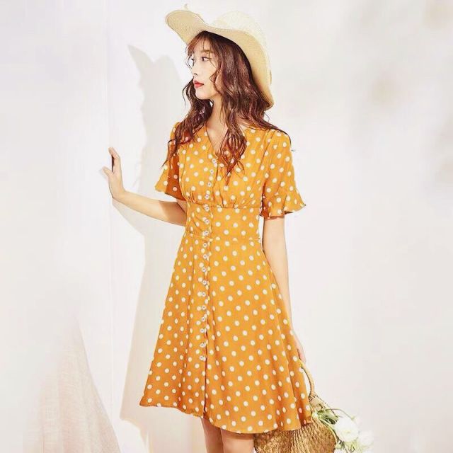 Đầm Nữ Vàng Bi Nhúng Eo (KÈM ẢNH THẬT) | BigBuy360 - bigbuy360.vn