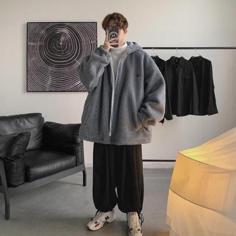 Áo Khoác Tai Gấu Xám Hot Trend Phong Cách Unisex Nam Nữ- Áo Khoác Kéo Khoá Ulzzang