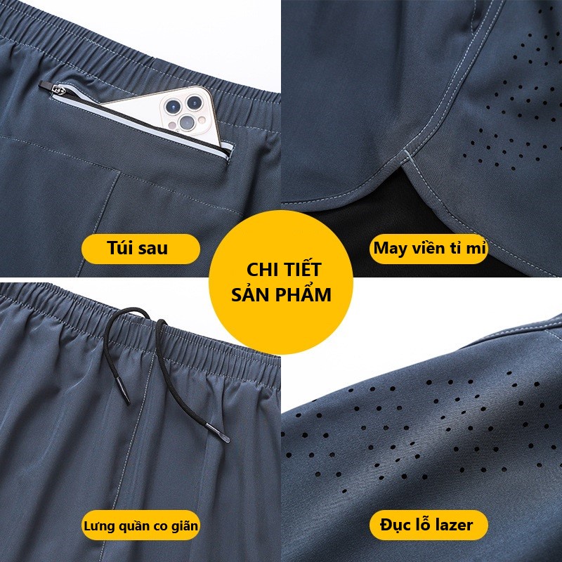 Quần chạy bộ Nam 2 lớp LEEGO - ONSTEP, quần SHORT tập gym thể thao thoáng khi, có túi khóa sau đựng điện thoại