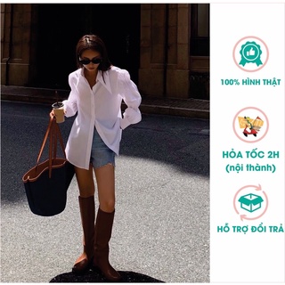 Áo sơ mi nữ áo sơ mi tay phồng bo chun chất liệu kate freesize
