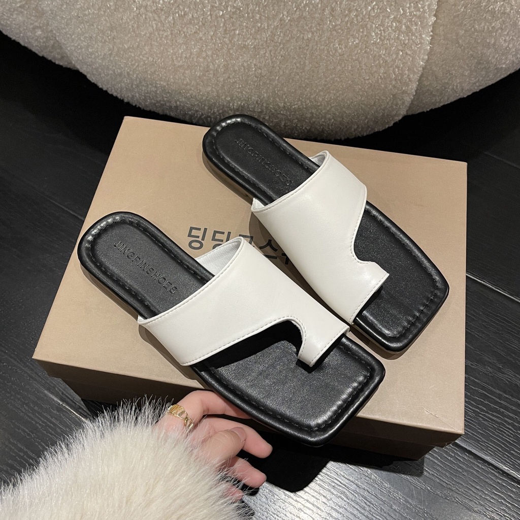 Free ship Dép nữ xỏ ngón hàn quốc, dép quai ngang 2 màu da mềm cực êm 104