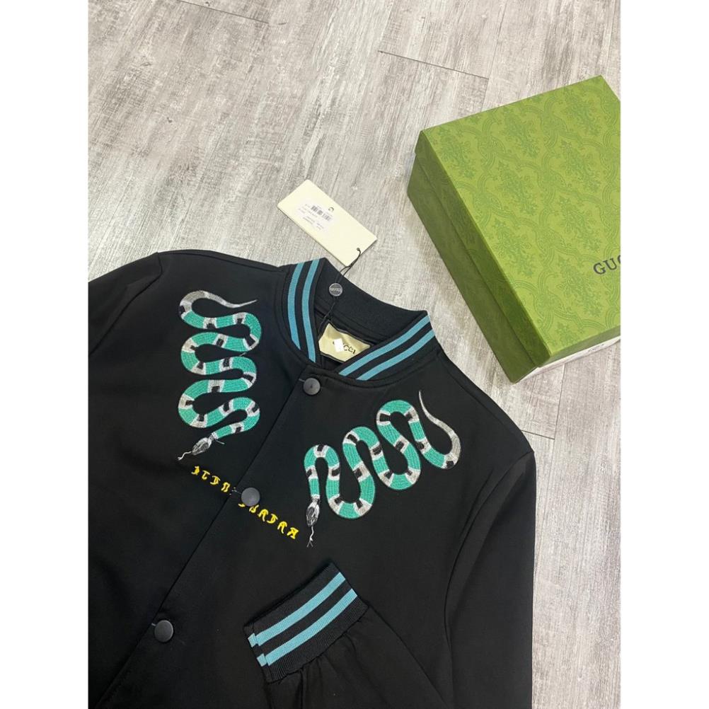 xả tết Áo khoác bomber nam Gucci rắn thêu siêu hot_Áo khoác nỉ nam bomber 2 lớp cao cấp