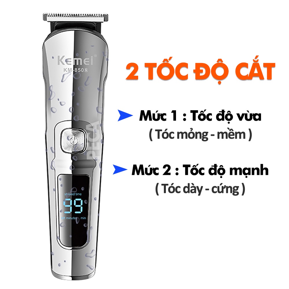 Tông đơ cắt tóc đa năng 11in1 Kemei KM-8508 không dây 2 tốc độ cắt có thể cắt tóc, cạo râu, tỉa lông mũi,..