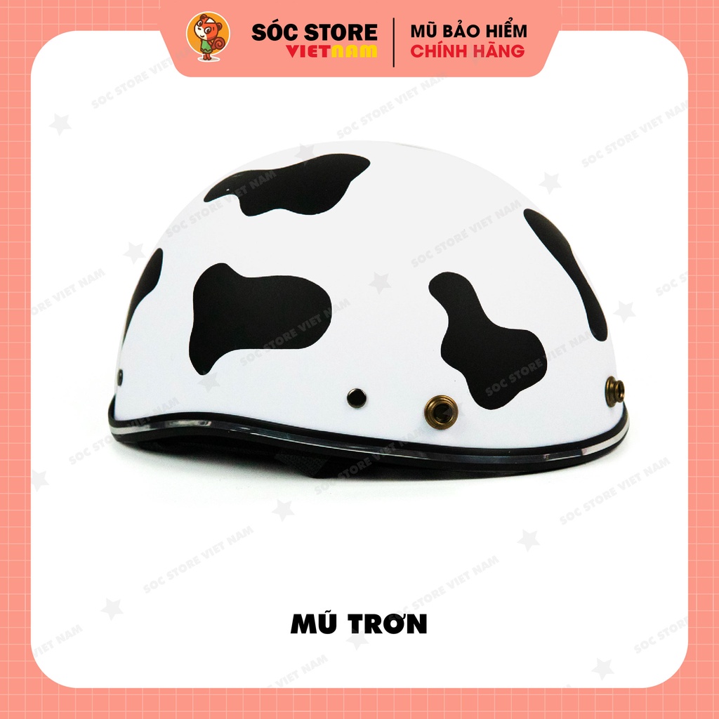 Mũ bảo hiểm nửa đầu 1/2 Bò sữa Sóc Store nhiều màu kèm kính phi công, kính UV