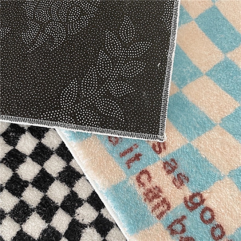 Thảm chùi chân kẻ ô, thảm chùi lông cừu phòng khách - Décor nhà Sò