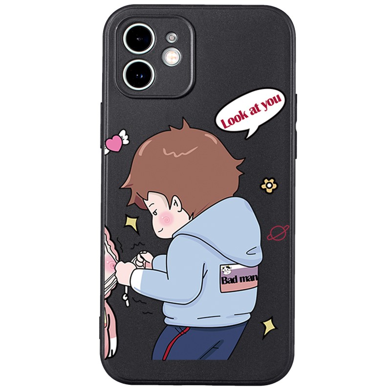 Ốp lưng JURSUE mềm hoạt hình cặp đôi dễ thương đẹp cho iPhone 13 12 11 Pro Max SE 2020 X XR XS ip 8 7 6 6S Plus kute Y5