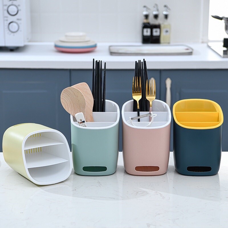 Hộp đựng muỗng đũa 2 lớp ráo nước tiện dụng cho nhà bếp