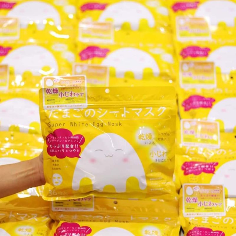 [Túi 36 miếng] Mặt nạ trứng Coco Egg Wrinkle Sheet Nhật Bản Chính Hãng, dưỡng trắng phục hồi da